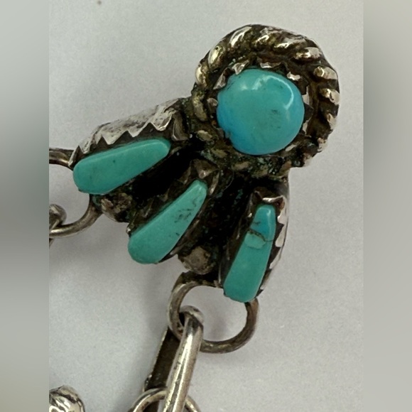 Antique Zuni sterling silver earrings sleeping beauty turquoise - Picture 7 of 10